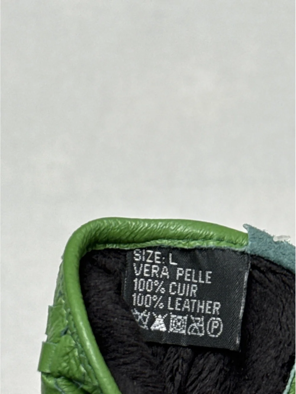 Vera Pelle Italian Women Green Leather Gloves - Large